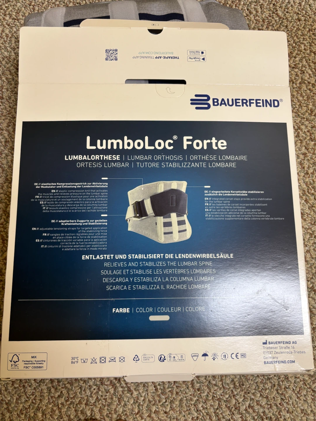 Bauerfeind LumboLoc Forte Size 4 Back Brace