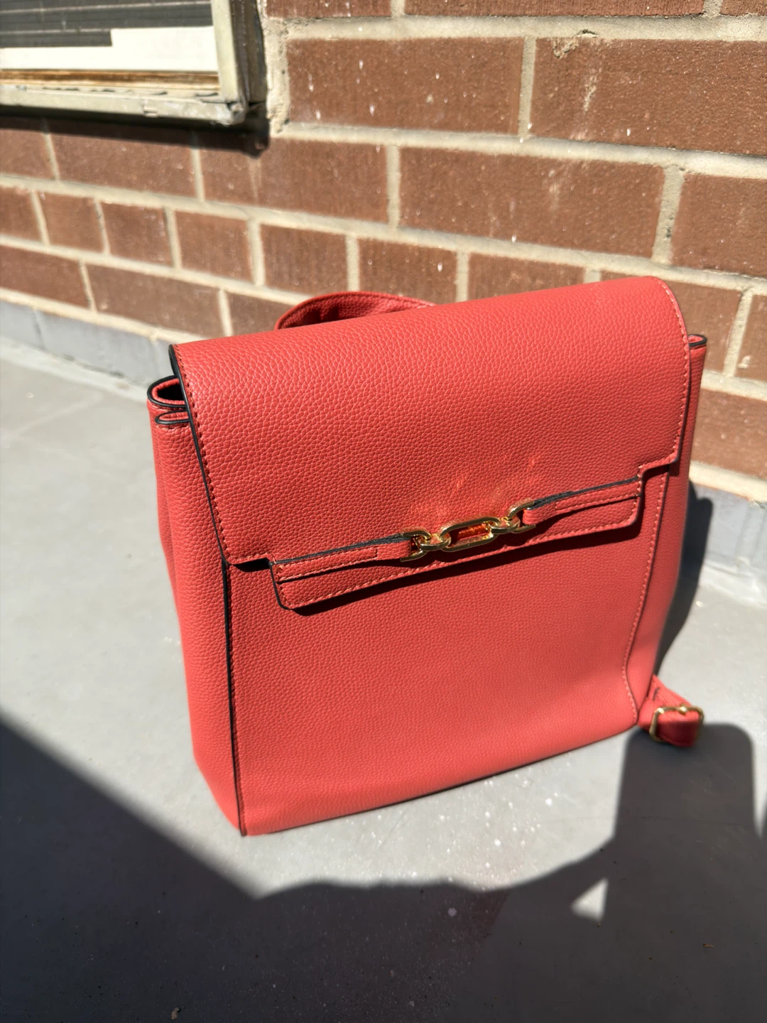Red Faux Leather Backpack Purse