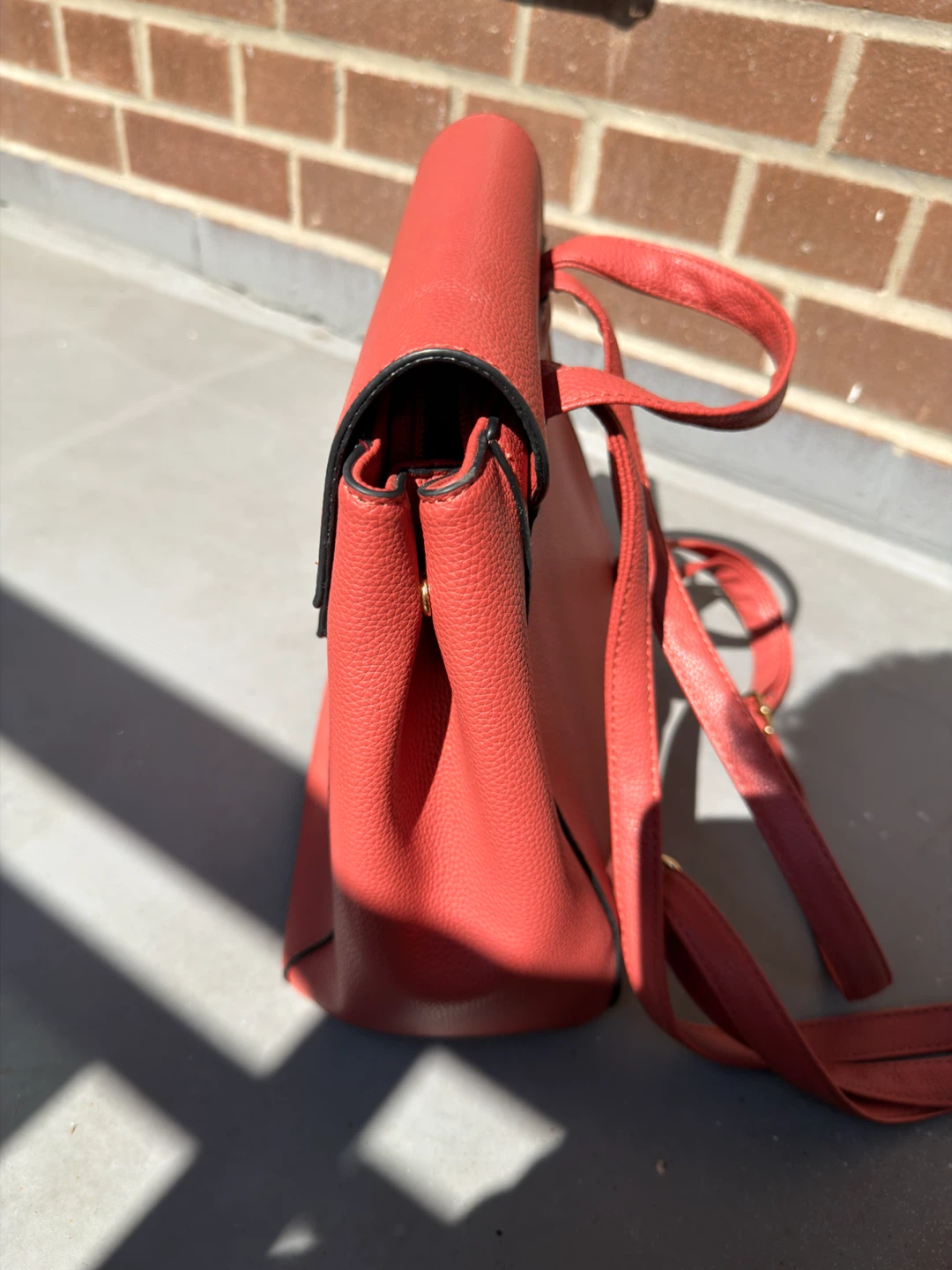 Red Faux Leather Backpack Purse - photo 5