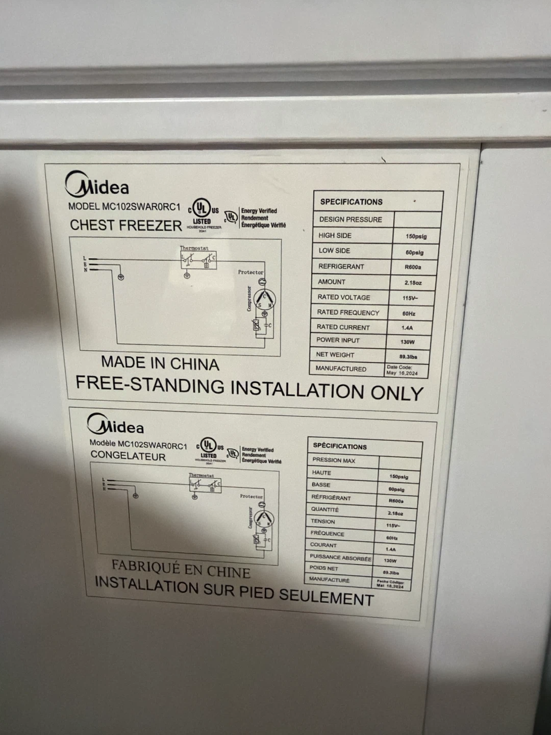 Midea Chest Freezer MC102SWAR0RC1