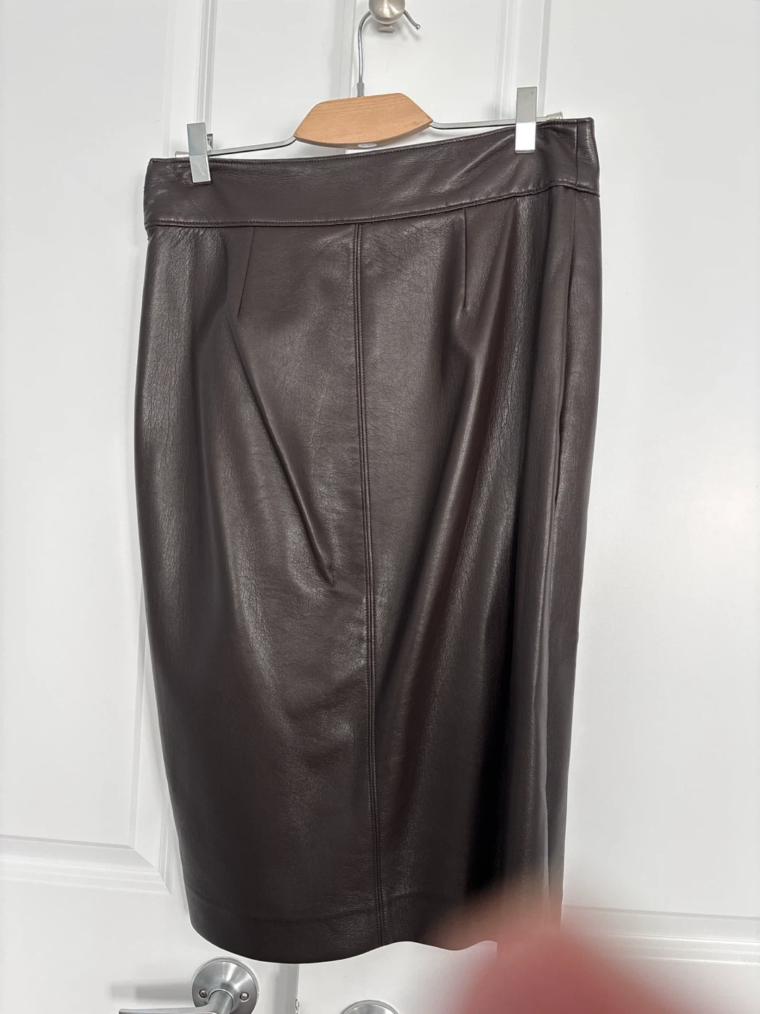 Brown Faux Leather Pencil Skirt