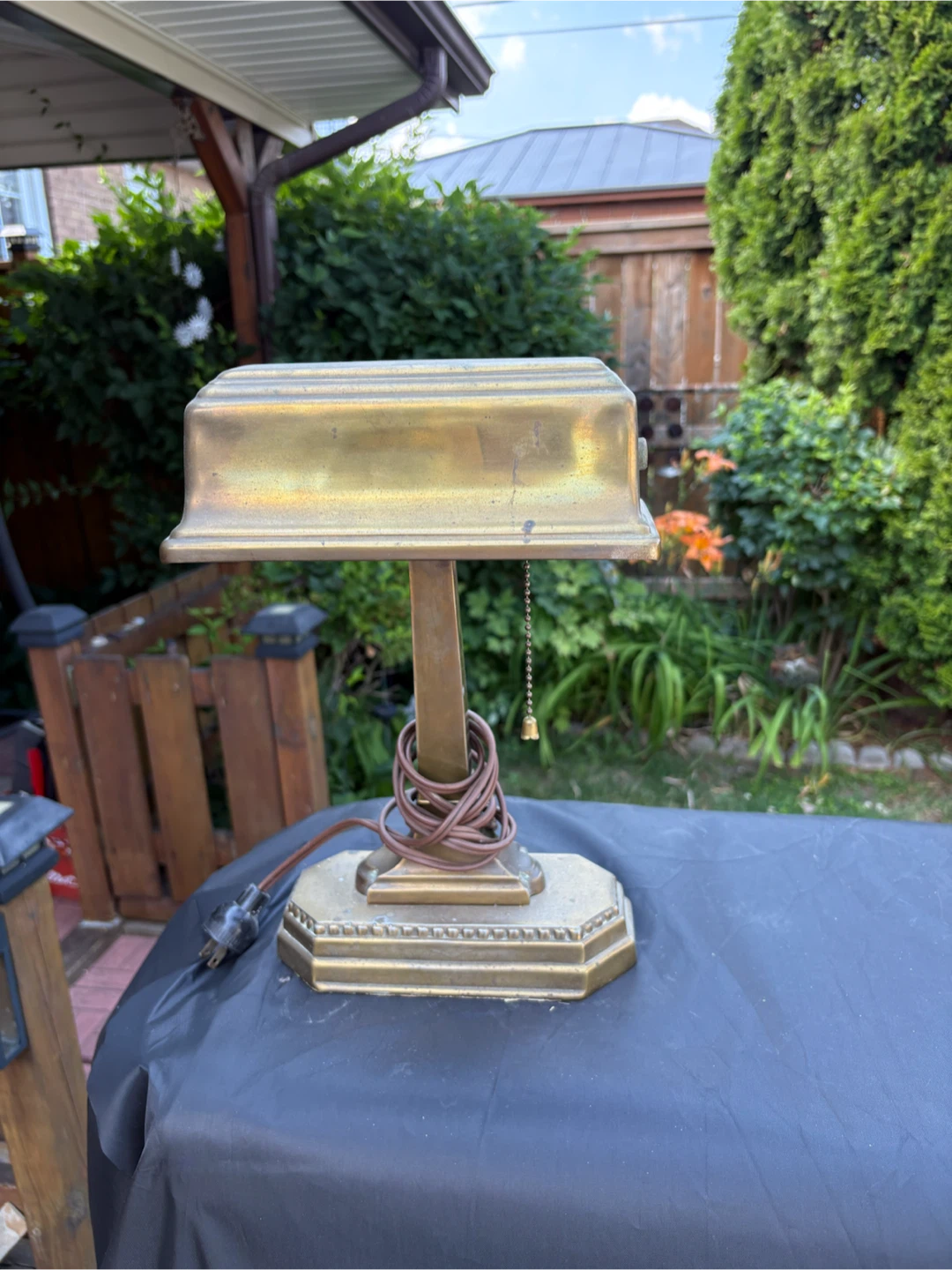 Vintage Brass Banker's Lamp