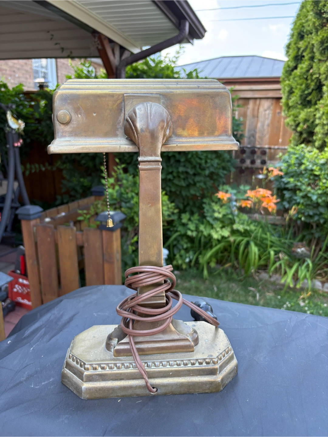 Vintage Brass Banker's Lamp - photo 2