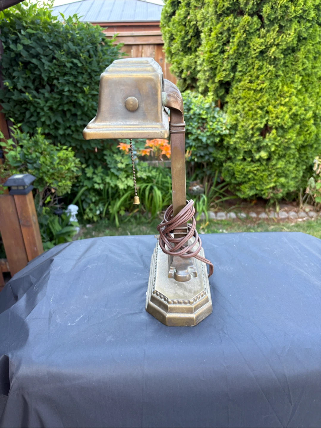 Vintage Brass Banker's Lamp - photo 3