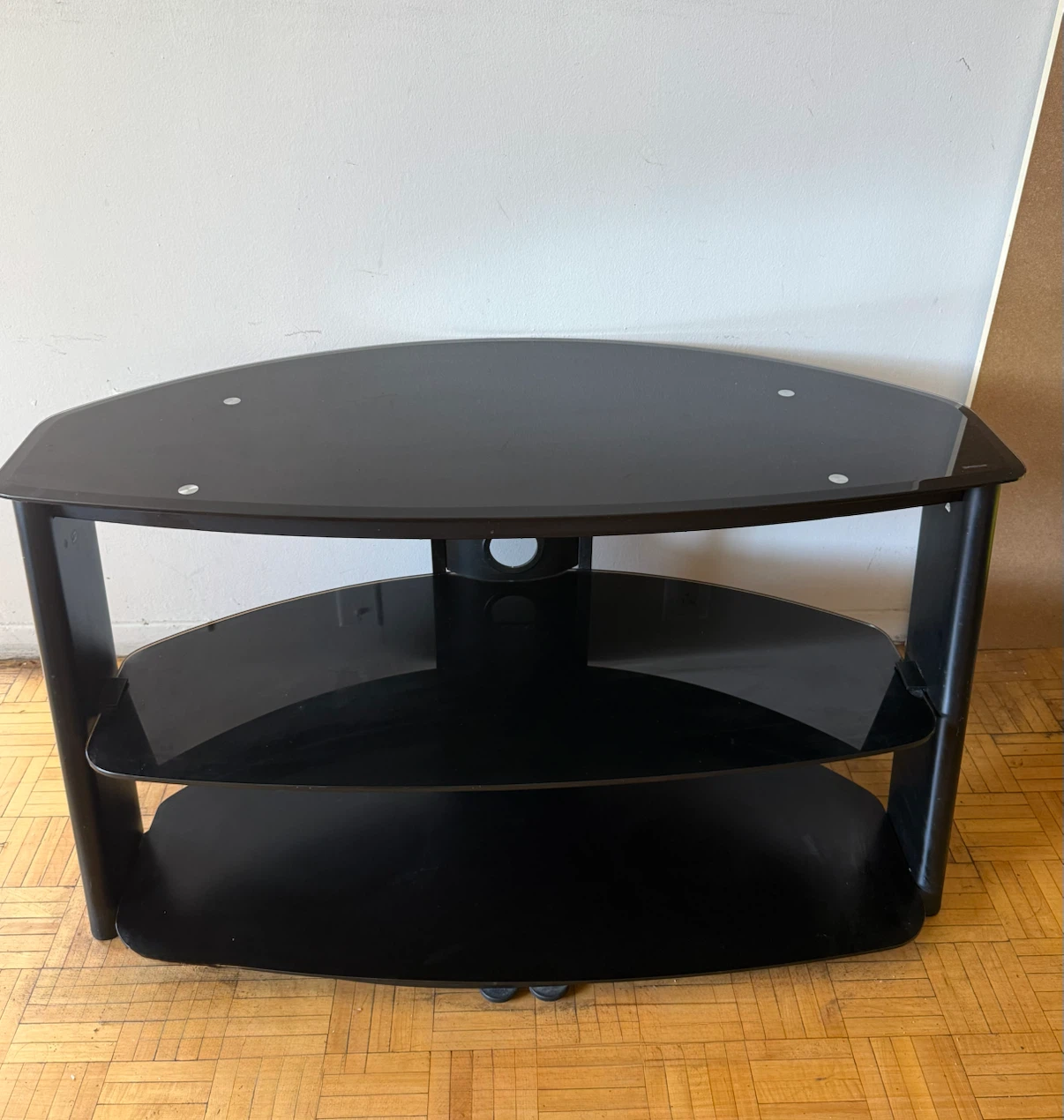 Black 3-Tier Glass TV Stand