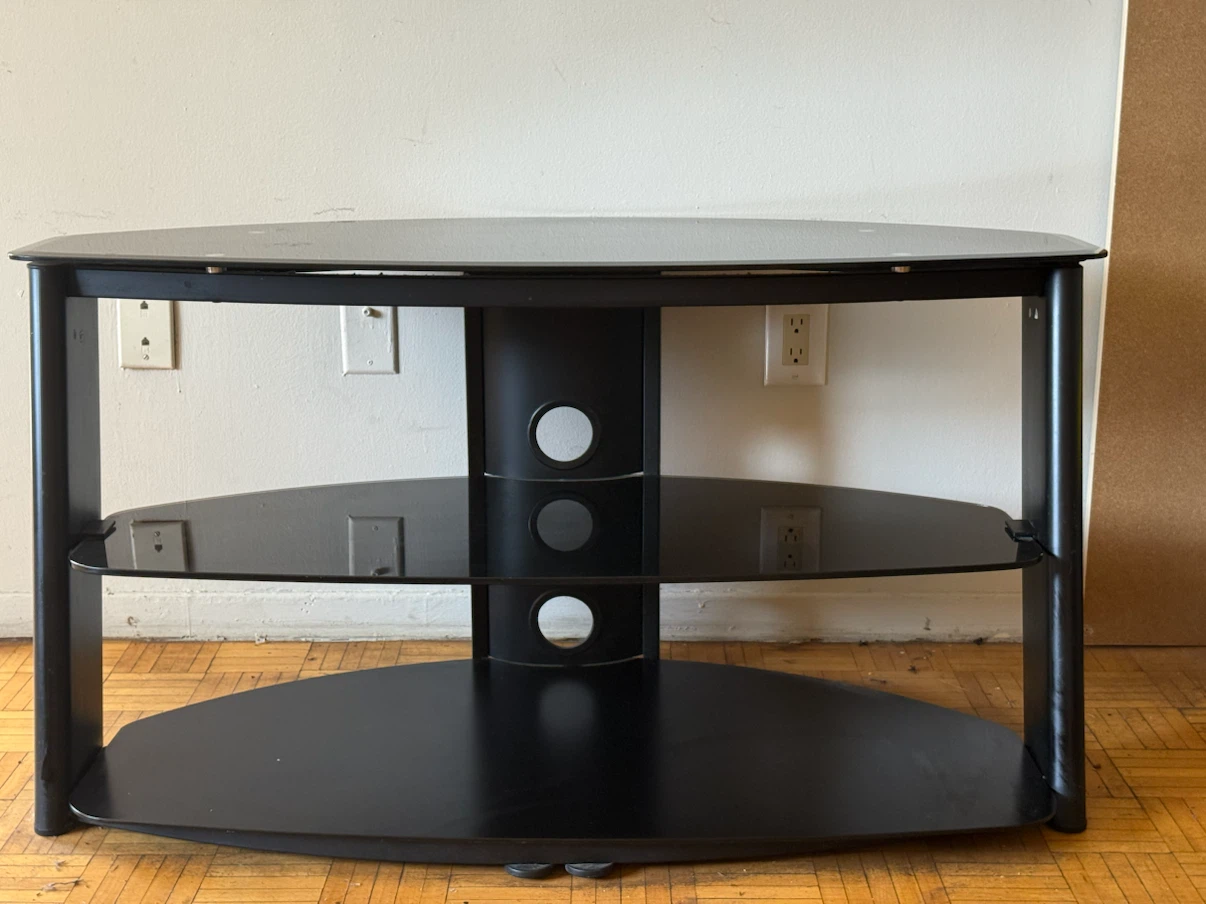 Black 3-Tier Glass TV Stand - photo 2