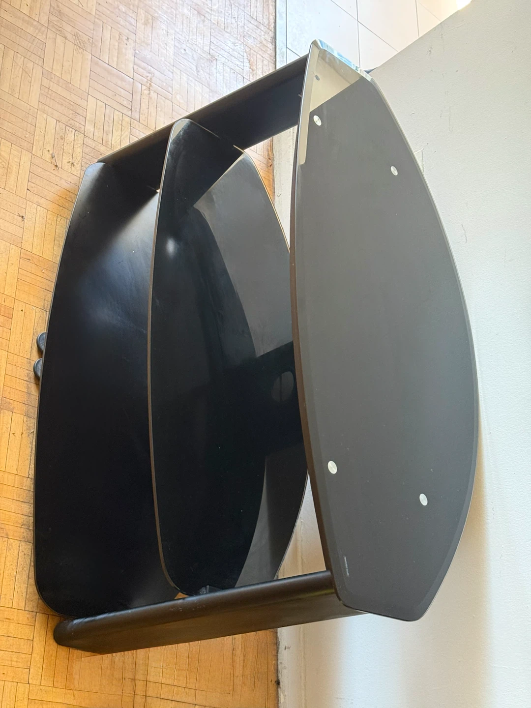 Black 3-Tier Glass TV Stand - photo 3