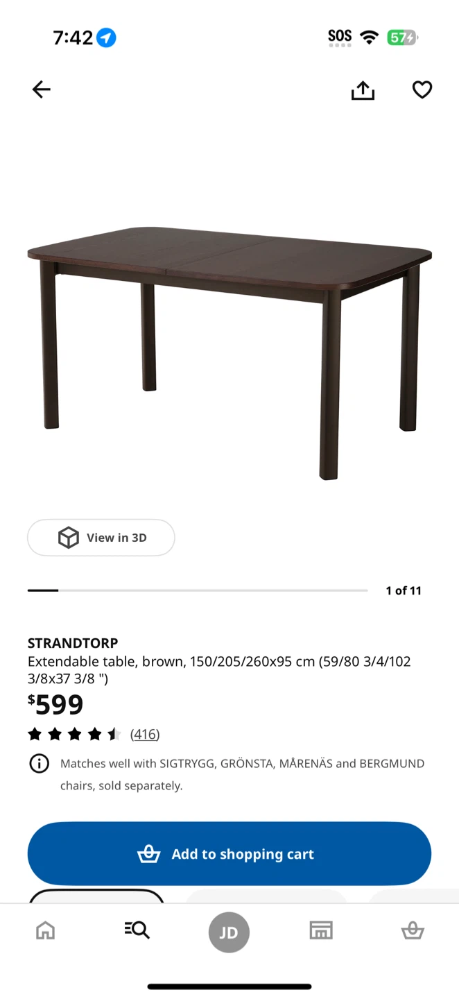 IKEA STRANDTORP Extendable Table - Brown