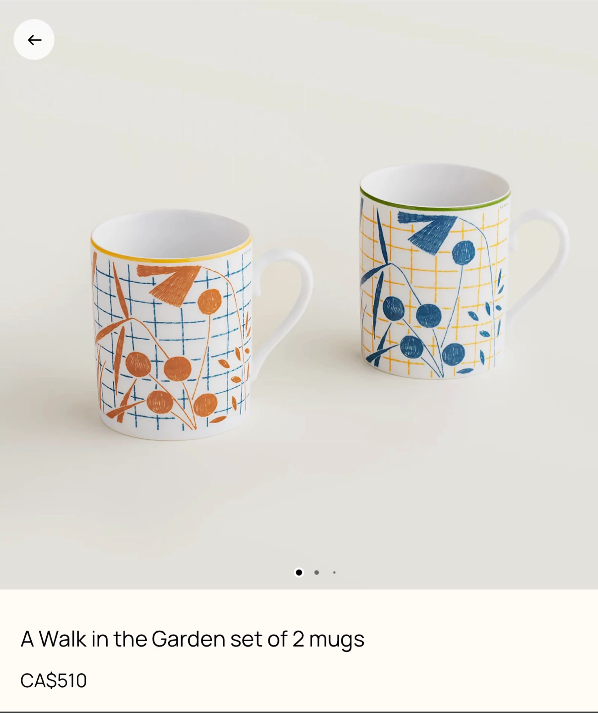 Hermes A Walk in the Garden set of 2 mugs