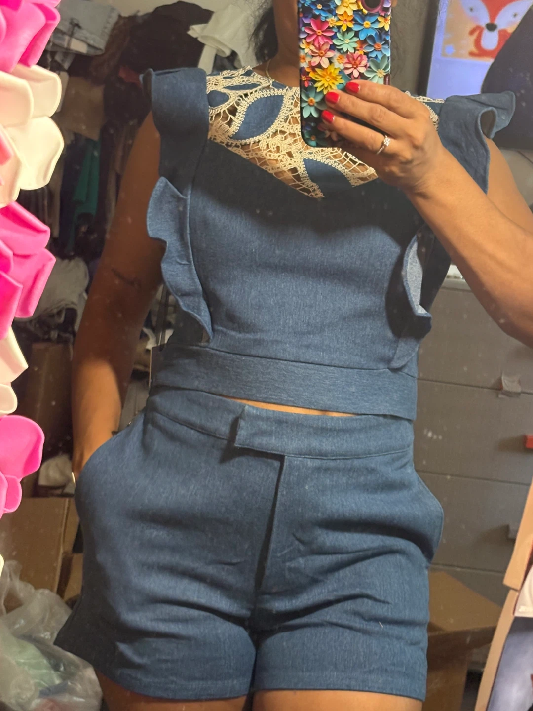 Milk + Honey Denim Set - Top & Shorts - photo 2