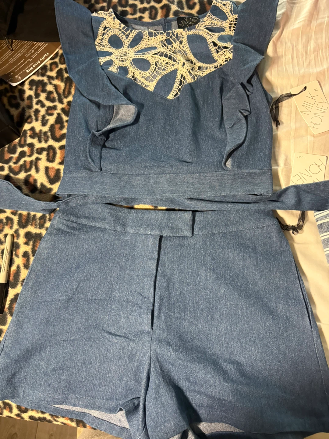 Milk + Honey Denim Set - Top & Shorts