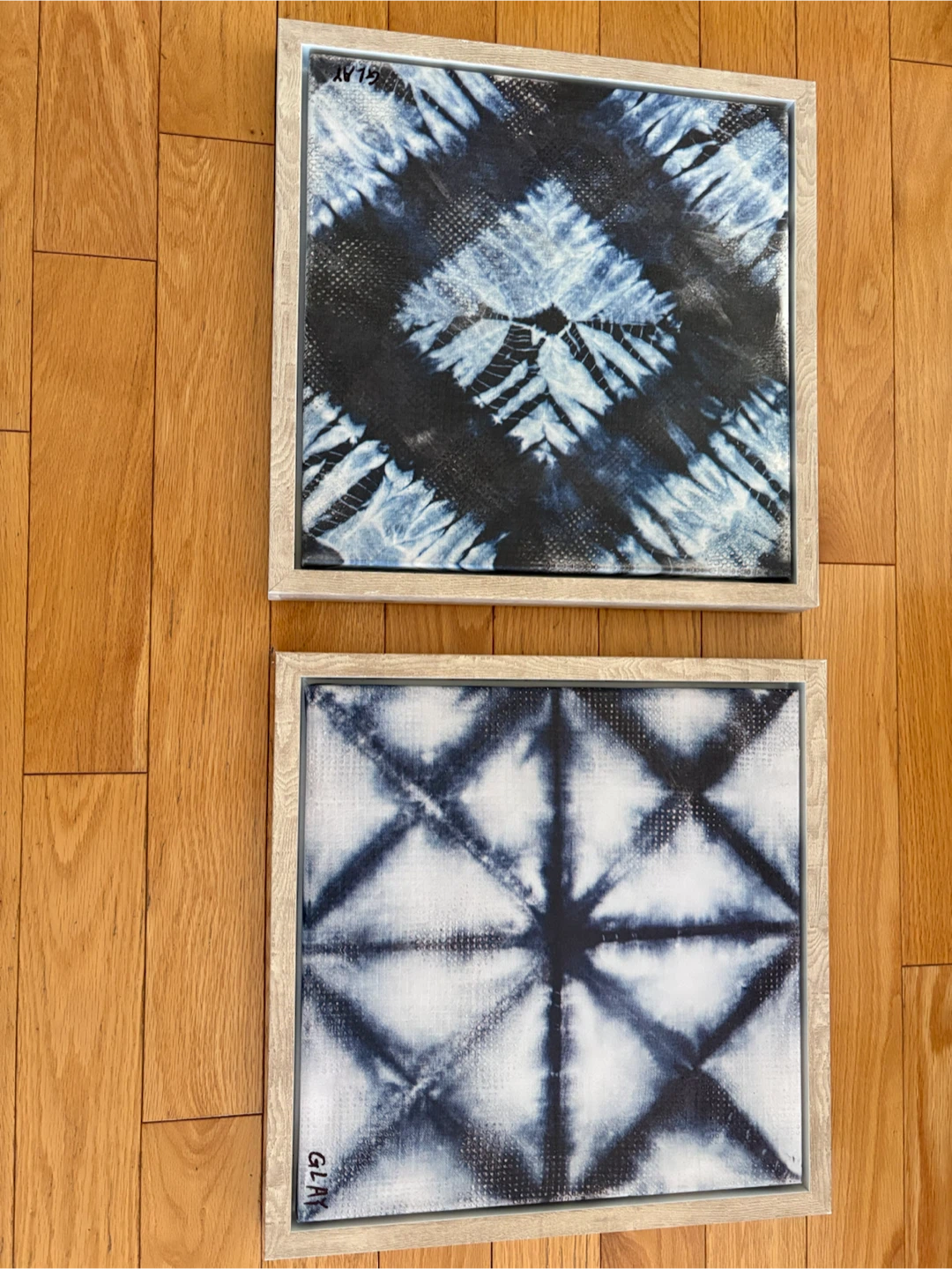 Set of 2 Framed Shibori Tie-Dye Wall Art