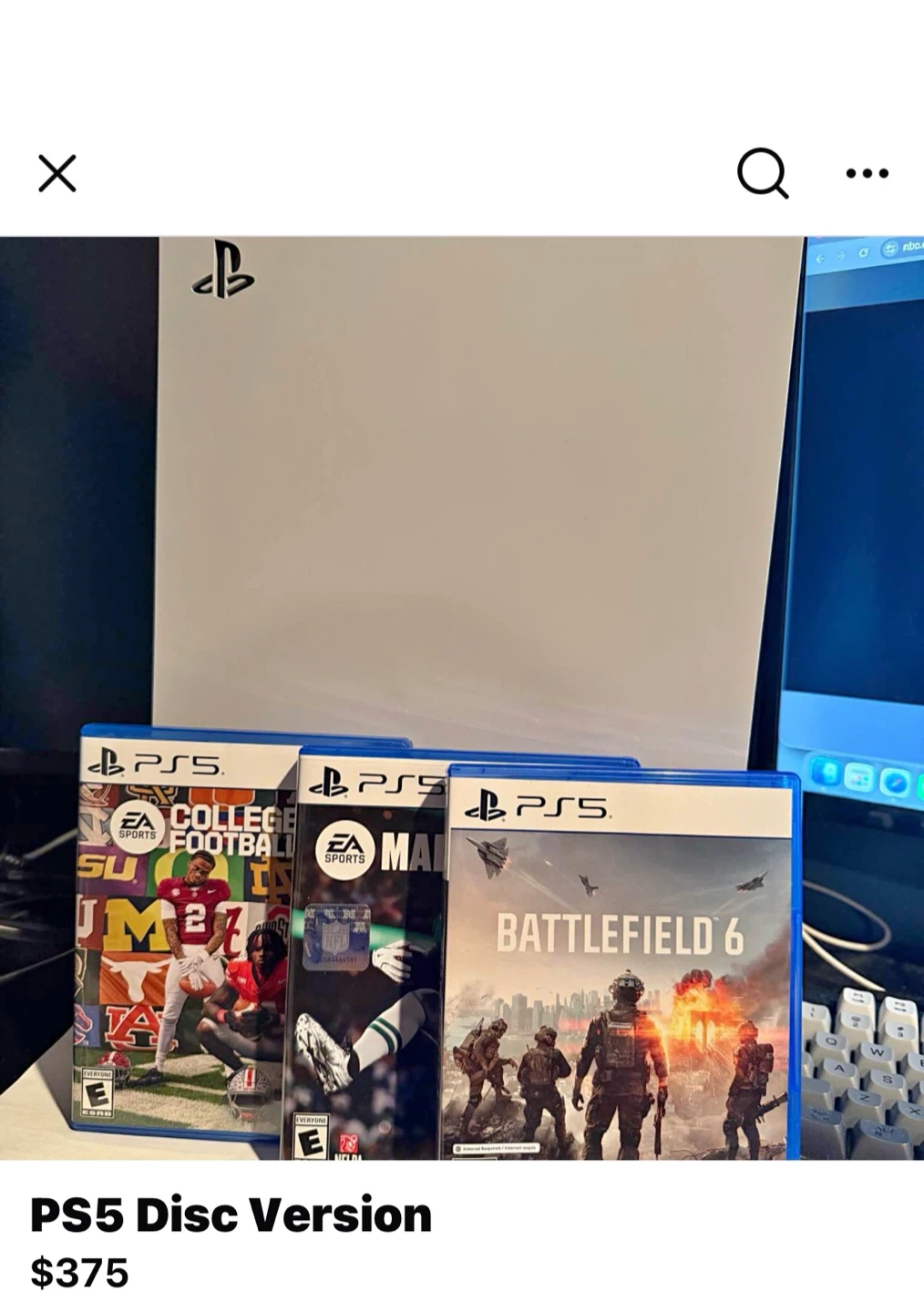 PlayStation 5 Disc Version Console with 3 Games