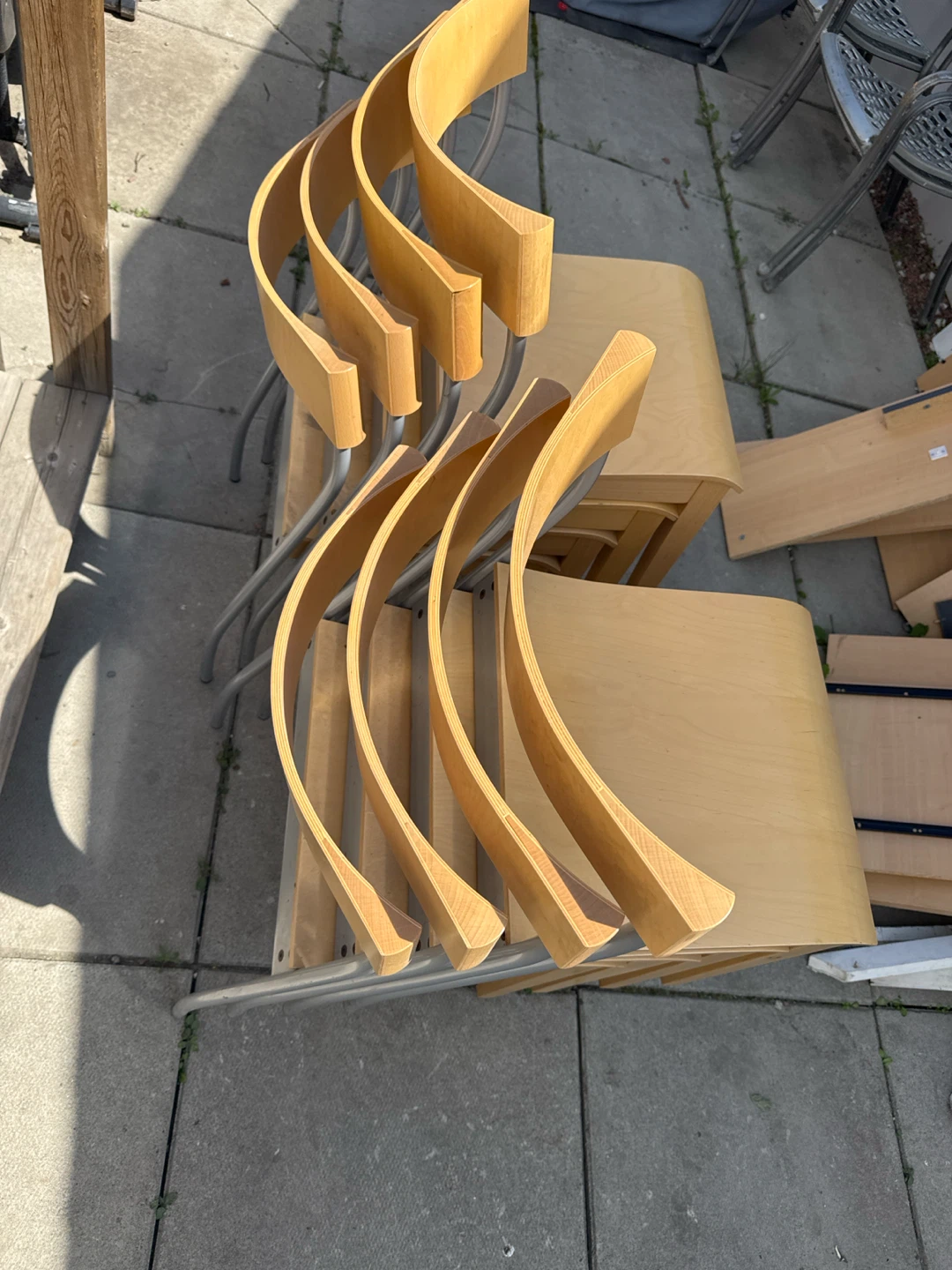 Stackable Wood and Metal Chairs (Set of 6) - photo 2