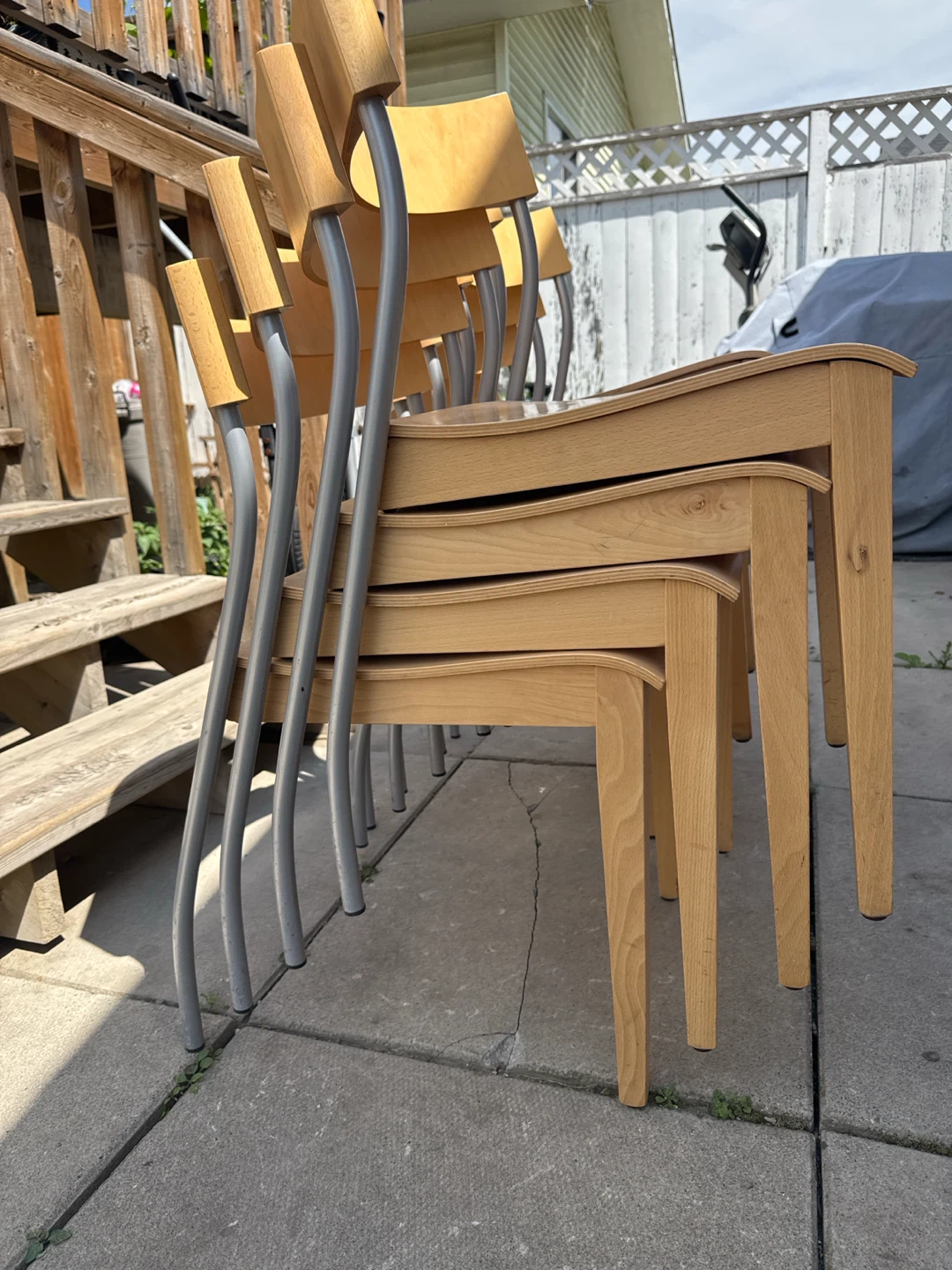 Stackable Wood and Metal Chairs (Set of 6) - photo 3