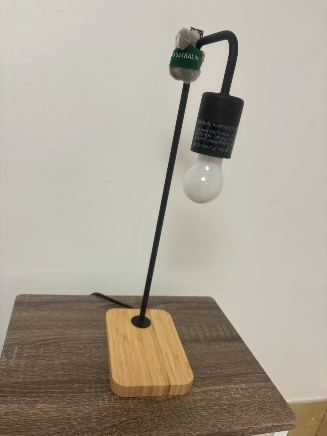 Modern Black Desk Lamp with Bamboo Base