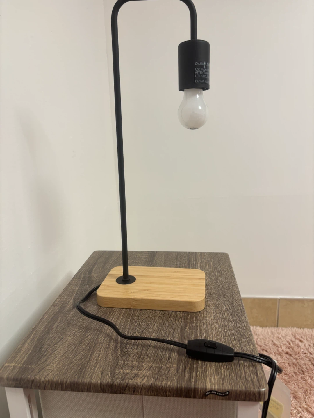 Modern Black Desk Lamp with Bamboo Base - photo 2