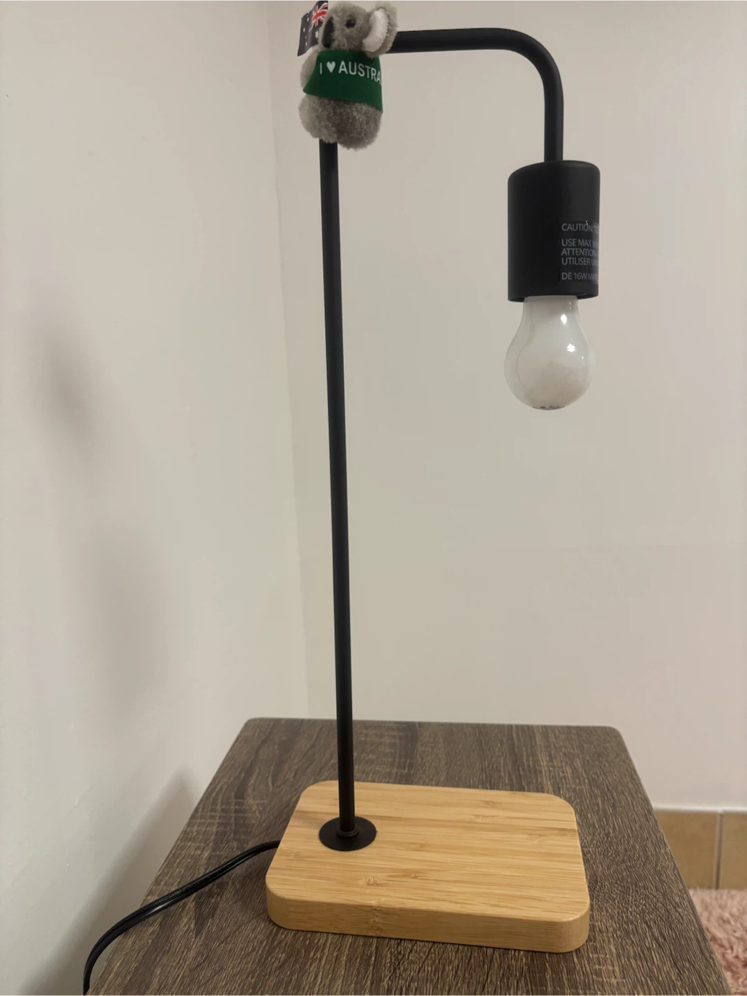 Modern Black Desk Lamp with Bamboo Base - photo 3