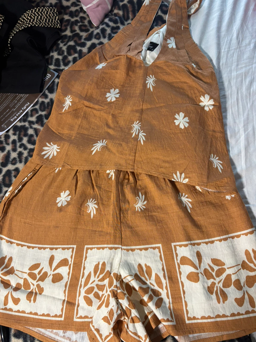Brown Floral Print Two-Piece Set - photo 2