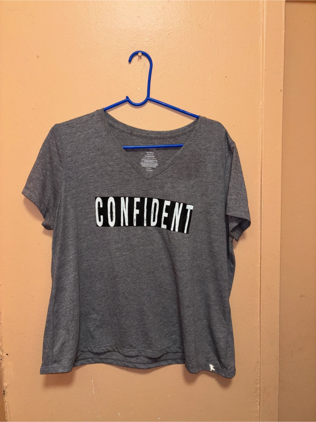 Danskin "Confident" V-Neck T-Shirt - Gray - XL
