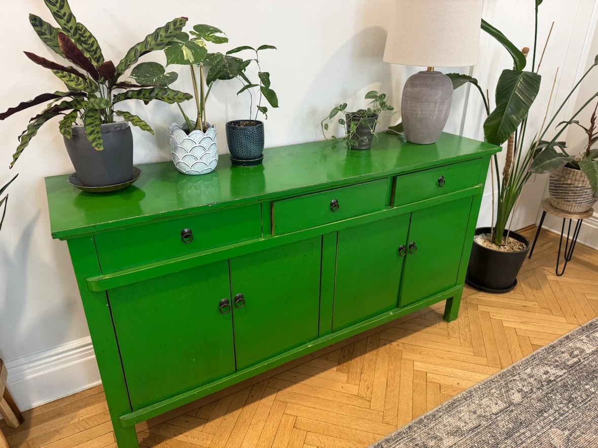 Solid Wood Asian-Inspired Green Sideboard | Asian Barn NYC