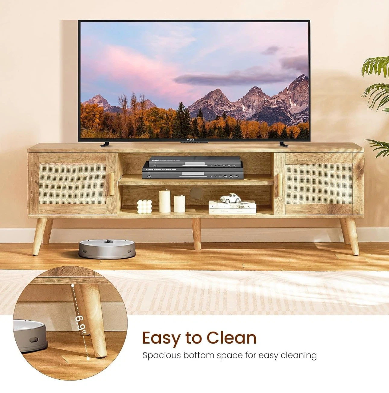 TV Stand with Rattan Doors - photo 3