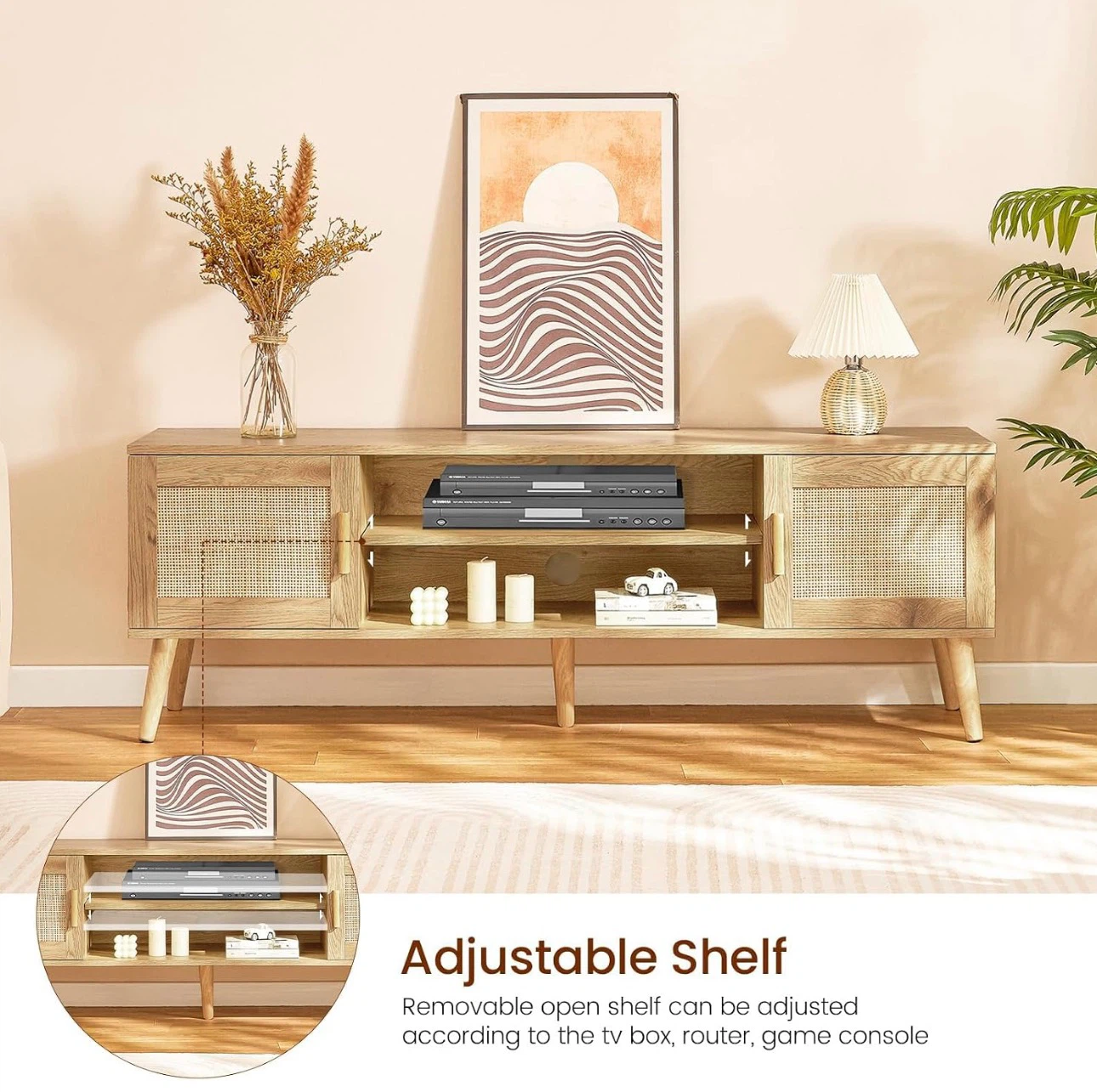 TV Stand with Rattan Doors - photo 4