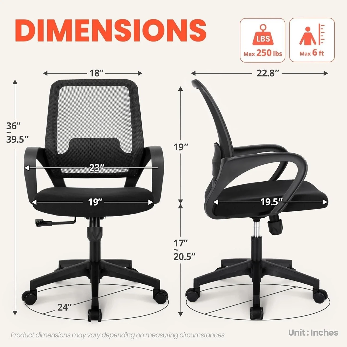 Black Mesh Office Chair with Lumbar Support - photo 2