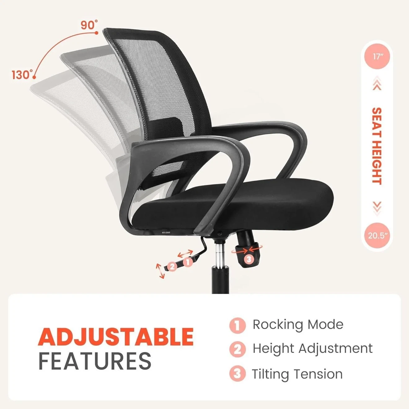 Black Mesh Office Chair with Lumbar Support - photo 4