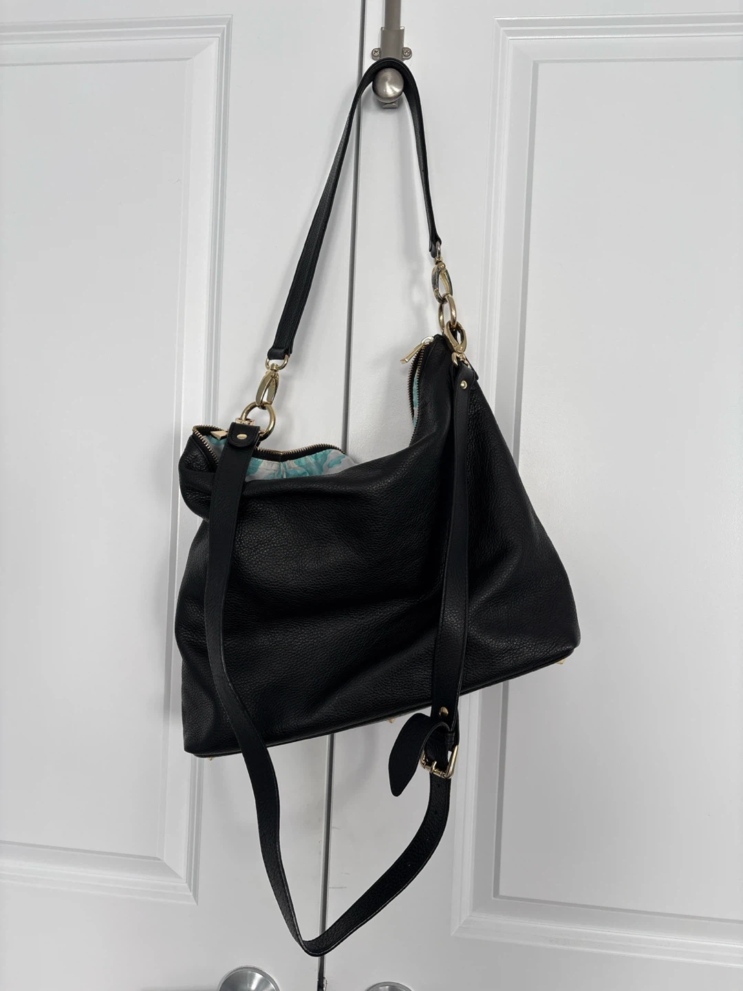 Black Leather Hobo Handbag