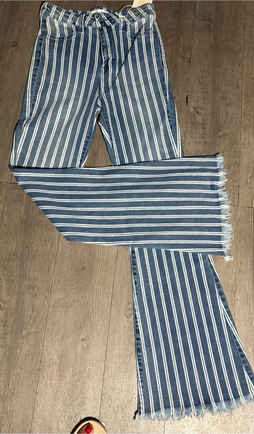 Women's Striped Flare Jeans