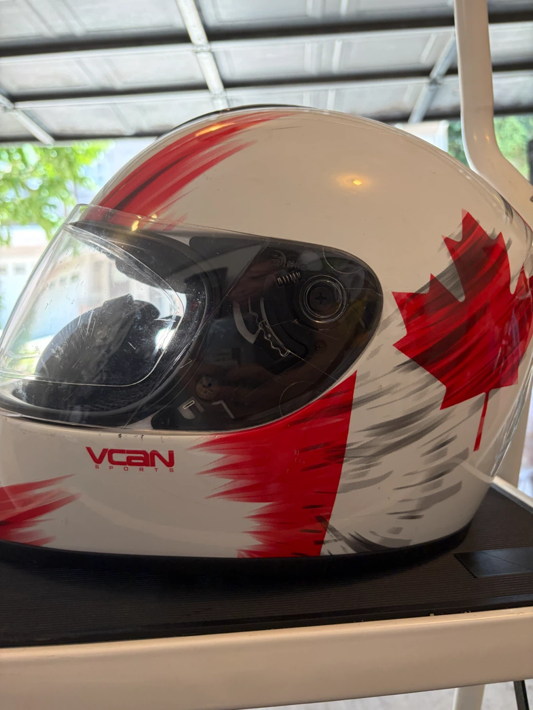 VCAN Sports Motorcycle Helmet with Canadian Flag Design