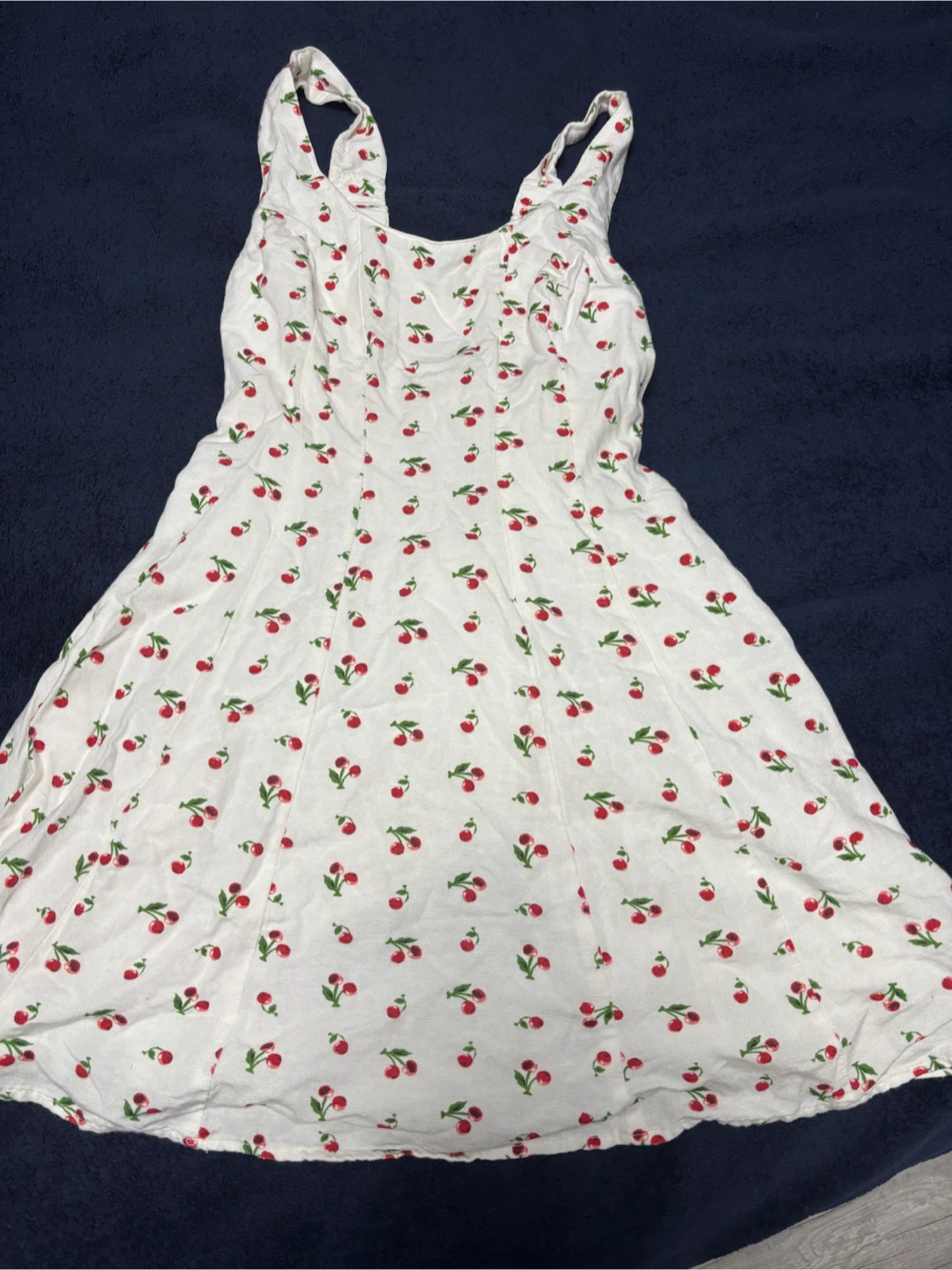 White Cherry Print Sundress