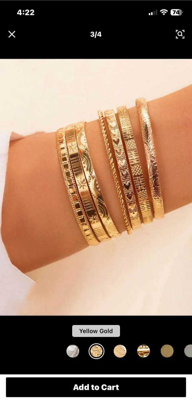 Set of 6 Gold Tone Bangles