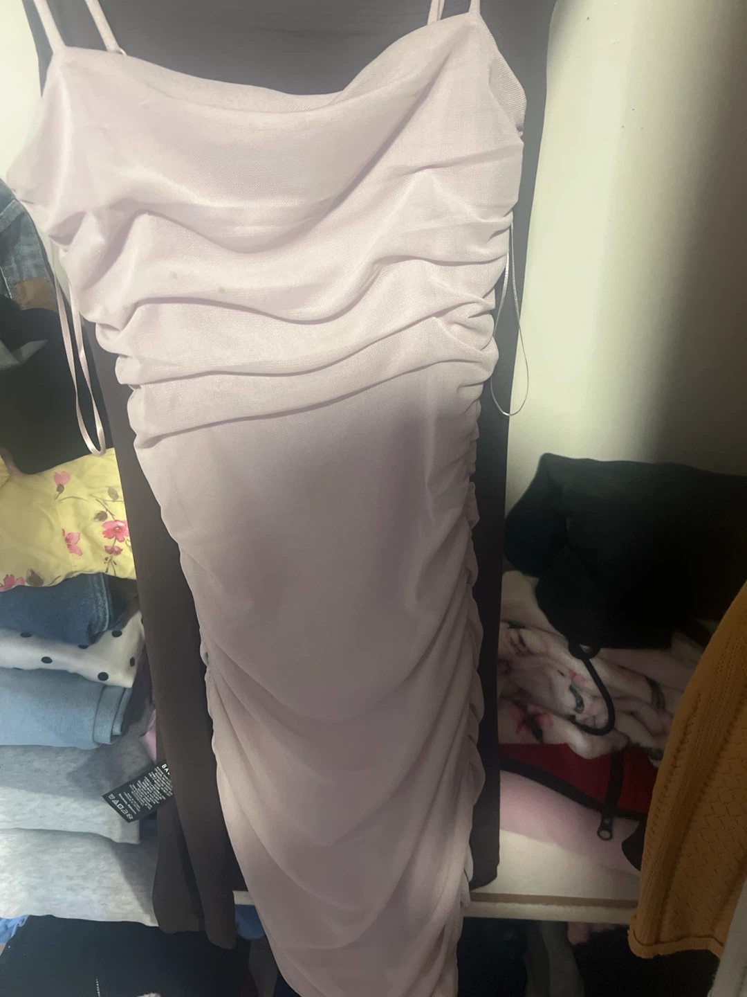 garage Sheer Ruched Bodycon Dress