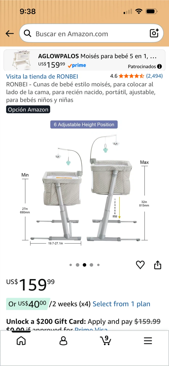 RONBEI Baby Bassinet