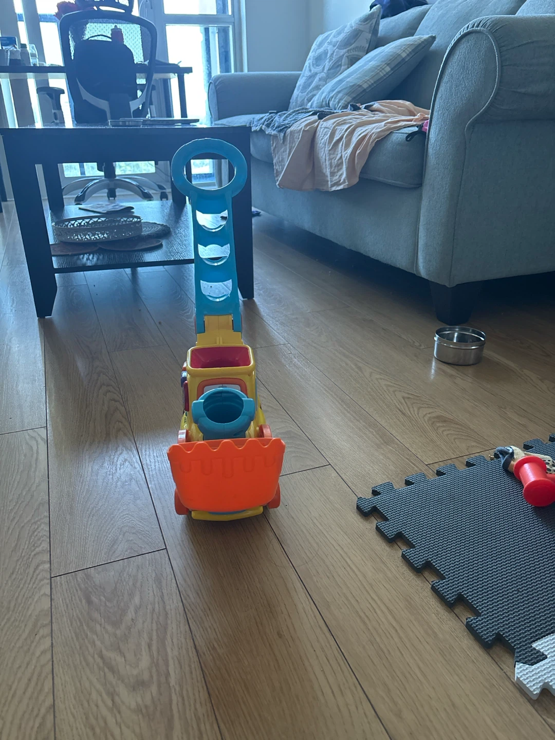 Yellow and Blue Toy Dump Truck with Scoop - photo 3