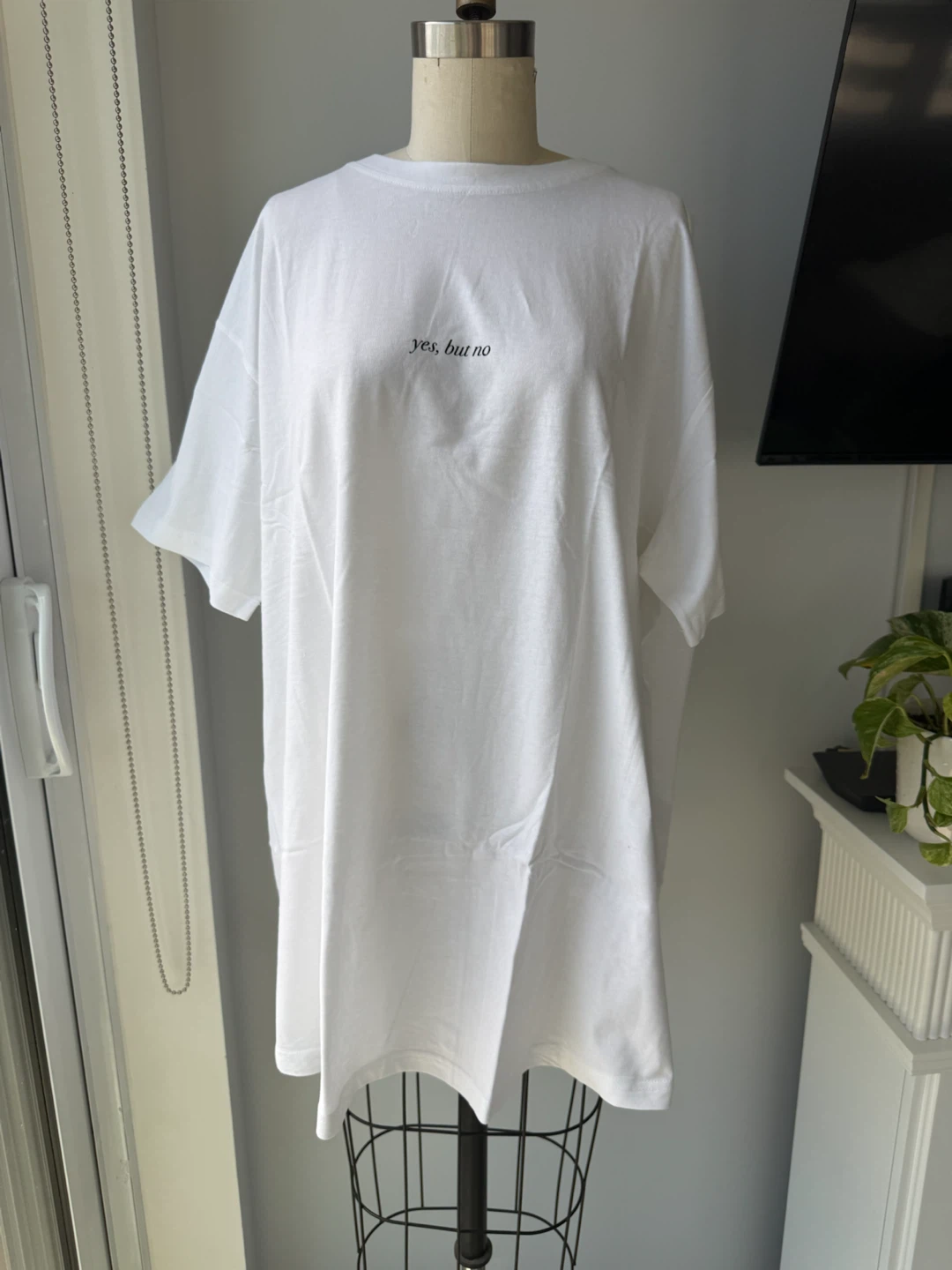 Night Addict White T-Shirt "yes, but no" Tshirt dress size small