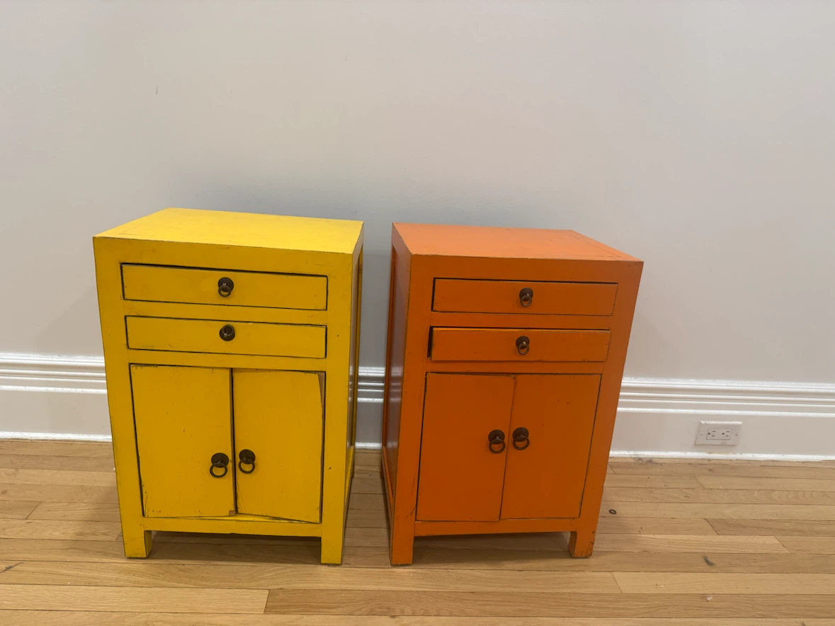 Pair of Asian Barn NYC Solid Wood Accent Cabinets