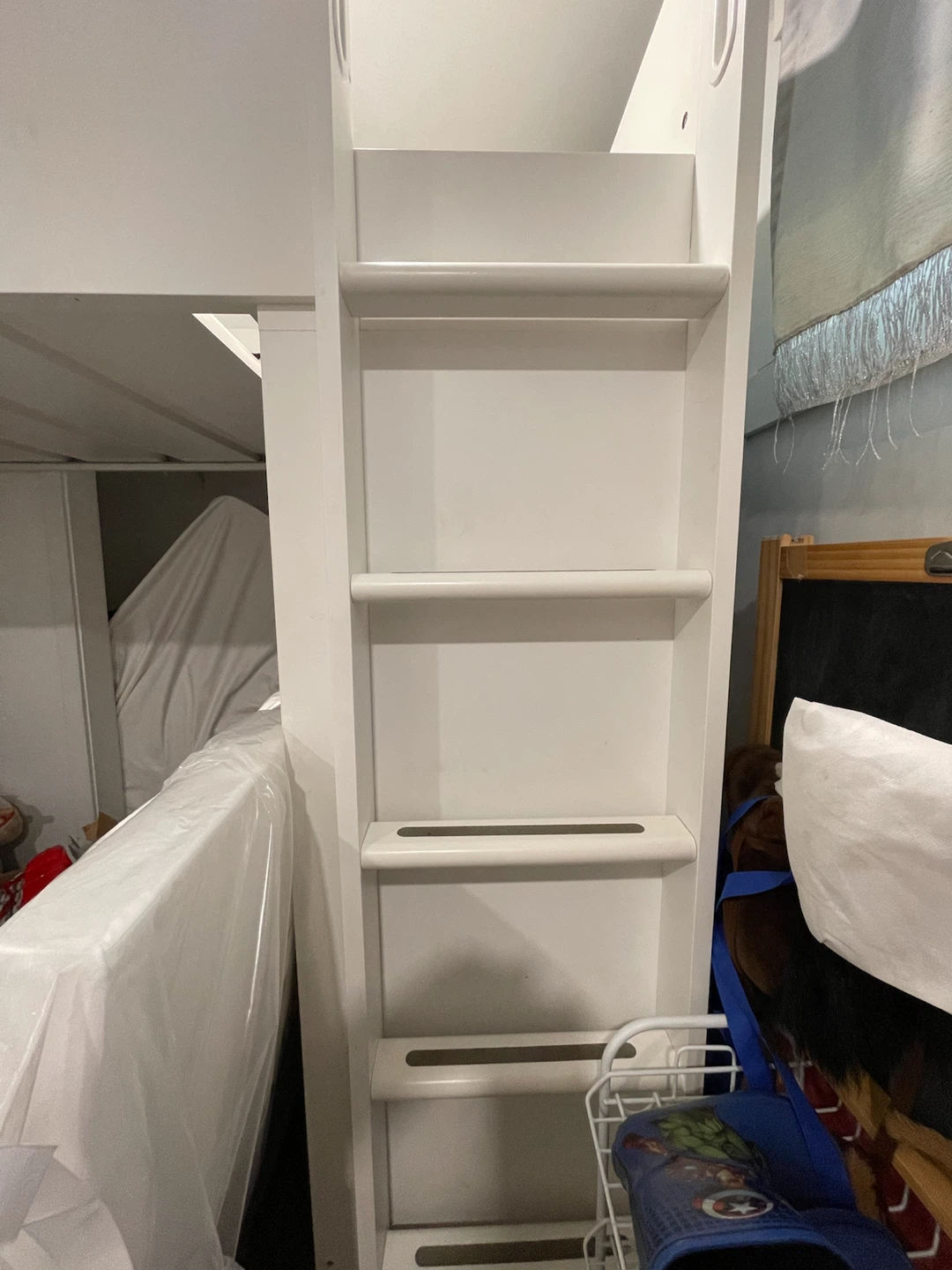 White Loft Bed with Desk and Shelving - photo 3