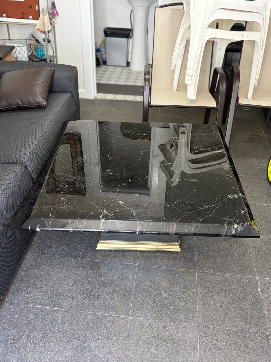 Square Black Marble Coffee Table - photo 2