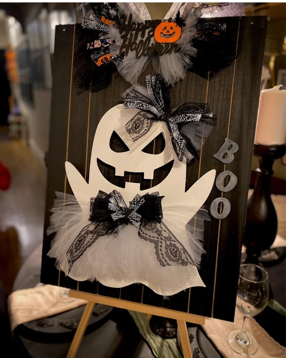 Halloween Ghost Wooden Sign Decoration