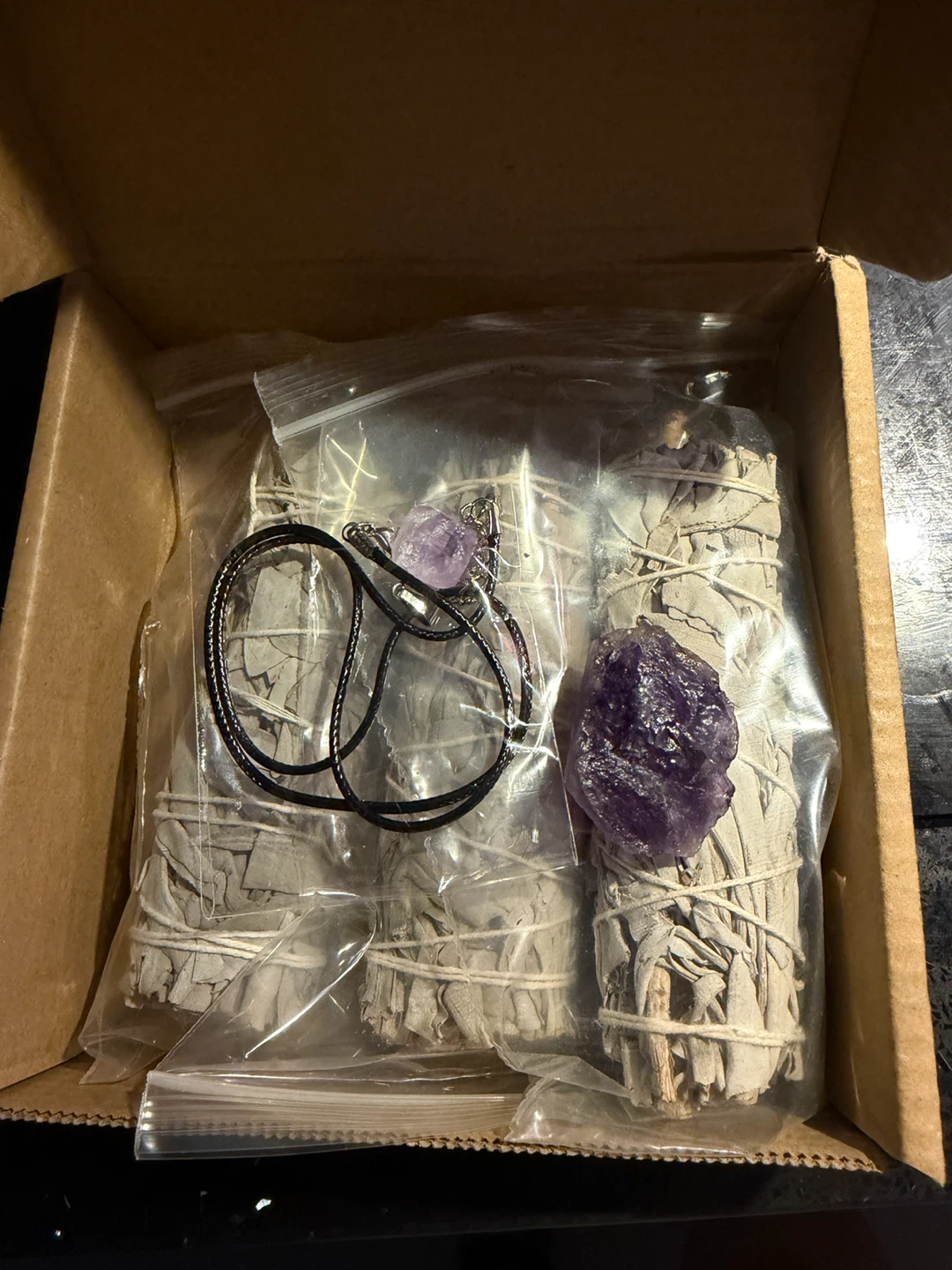 Sage Smudging Kit with Amethyst Crystal Necklace - photo 2