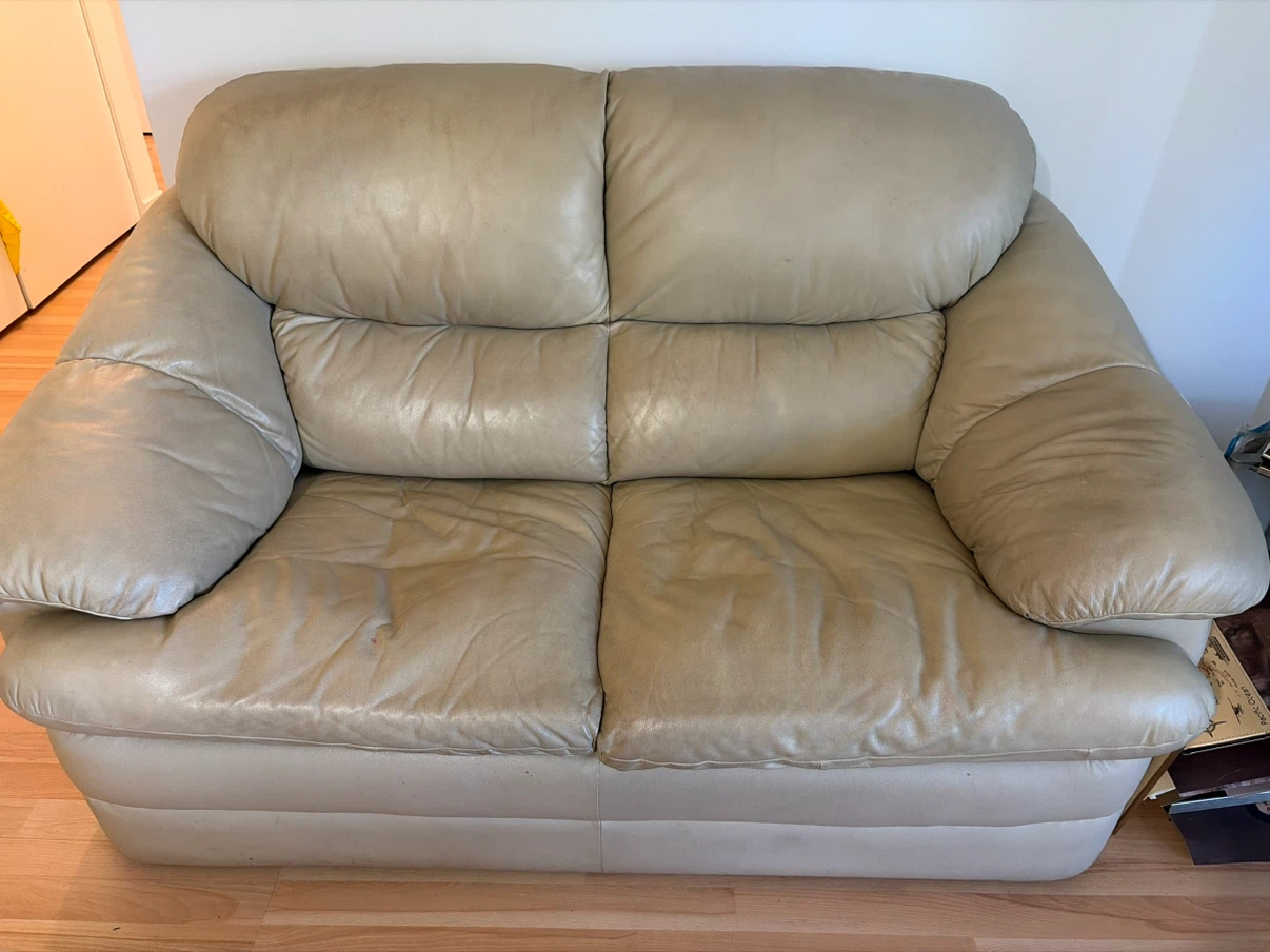 Cream, leather sofas