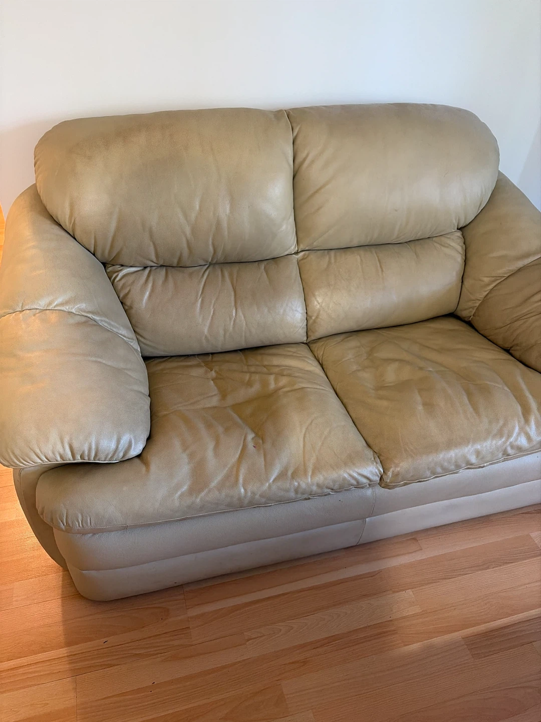 Cream, leather sofas - photo 2