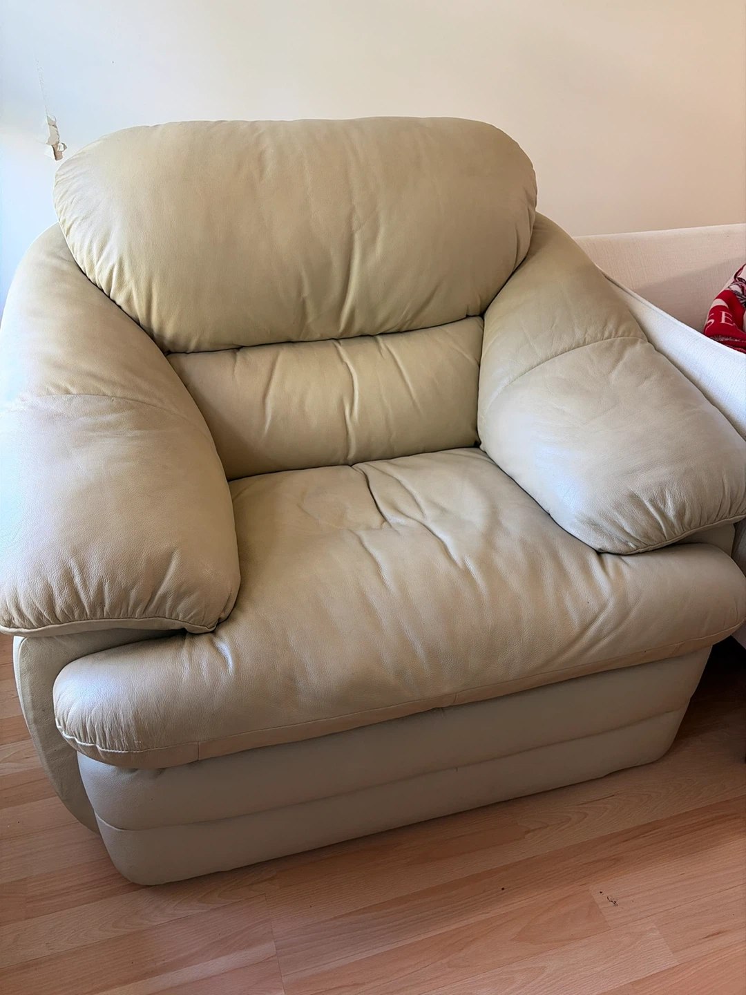 Cream, leather sofas - photo 3