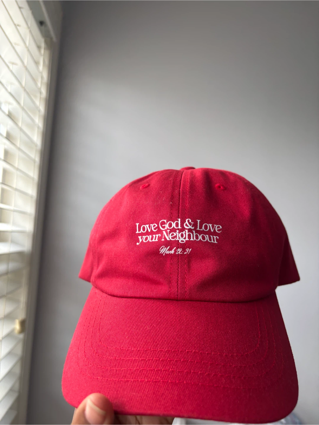 Red Baseball Cap - Love God & Love Your Neighbour - photo 2