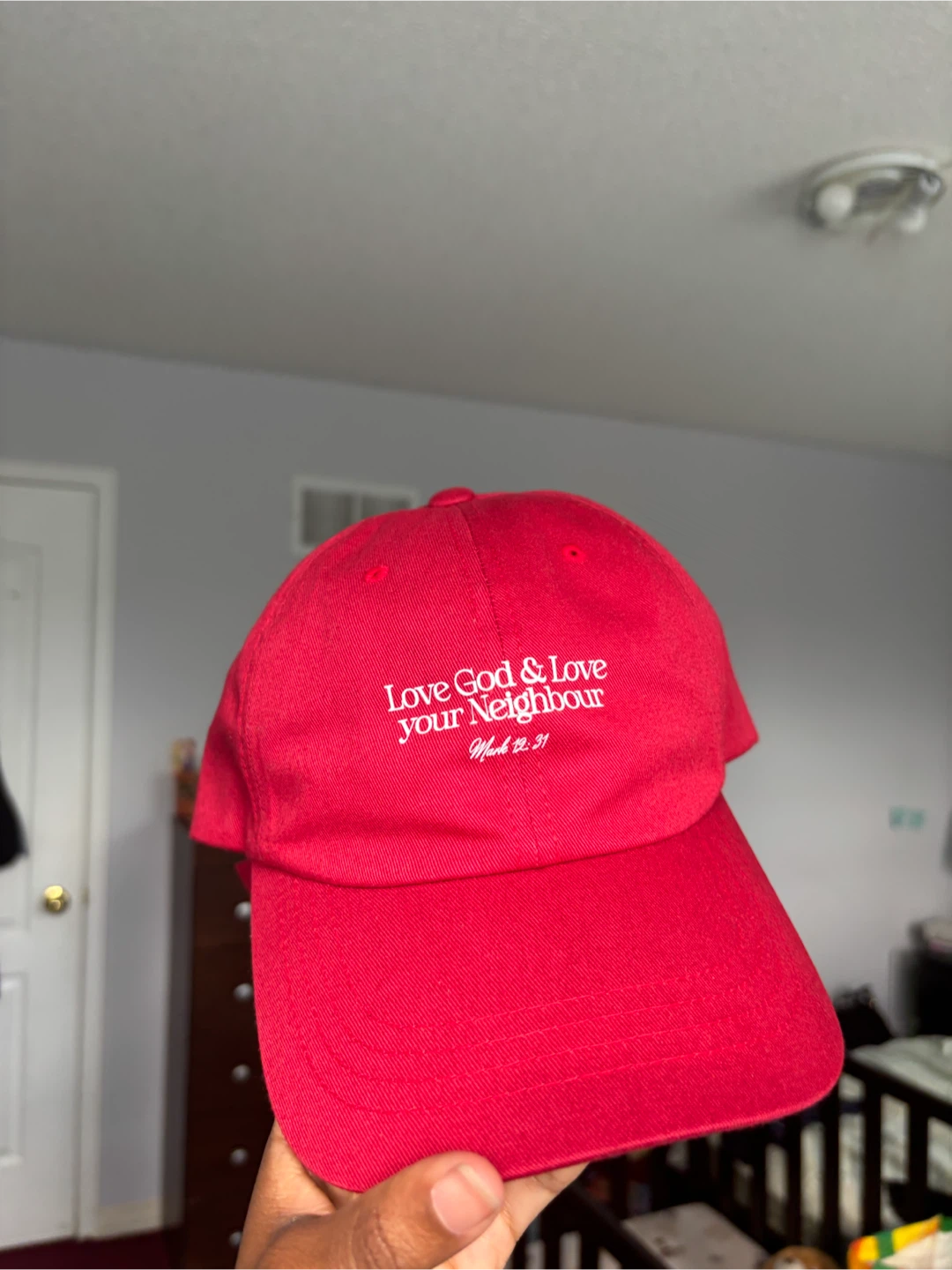 Red Baseball Cap - Love God & Love Your Neighbour - photo 3