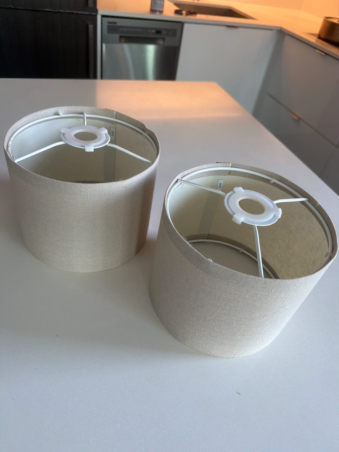 Set of 2 Beige Drum Lamp Shades