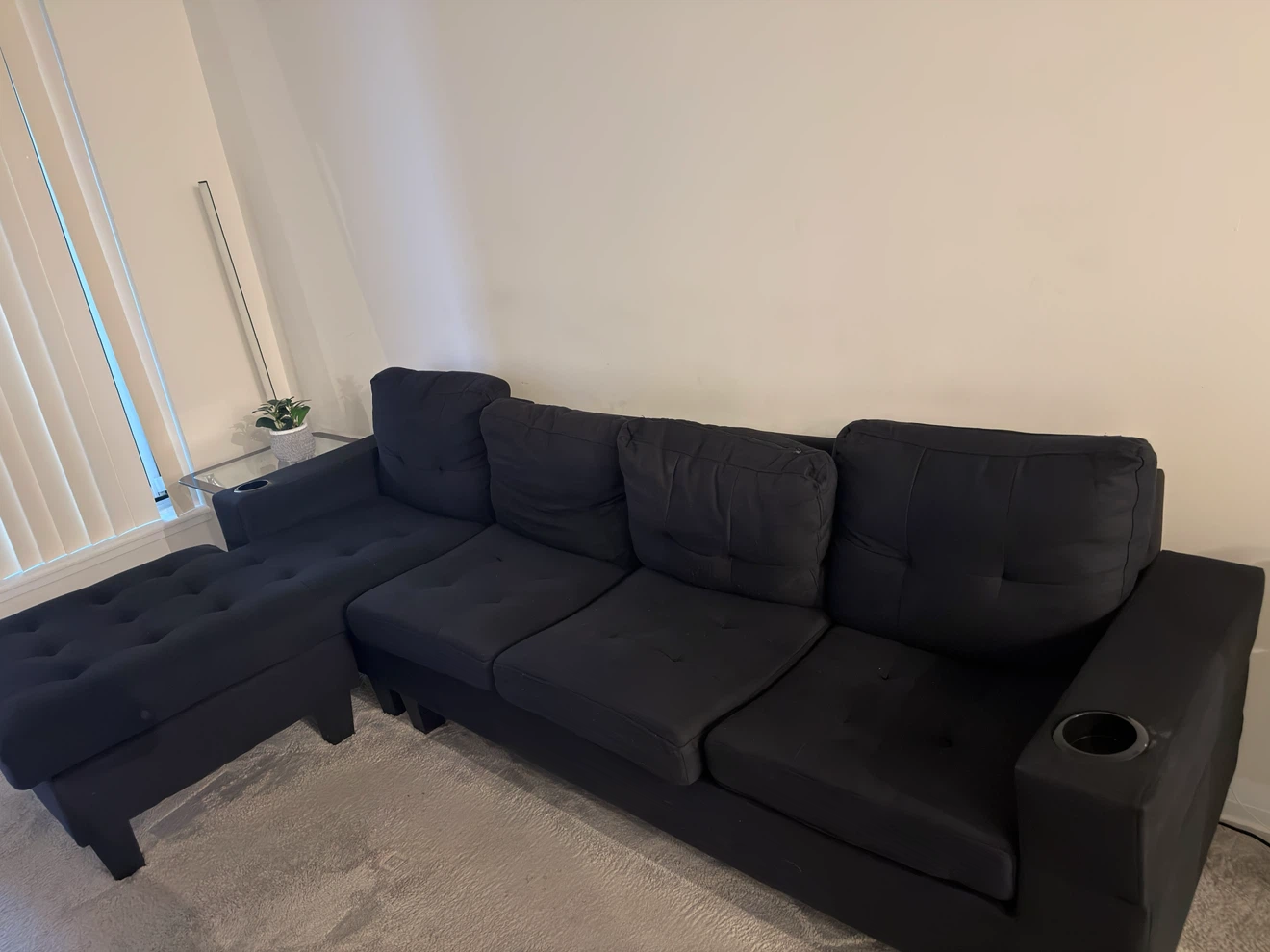 Black Sectional Sofa with Ottoman
